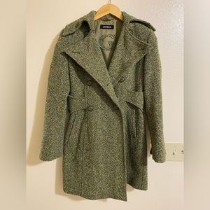 Guess Small Double Breasted Green Wool Peacoat